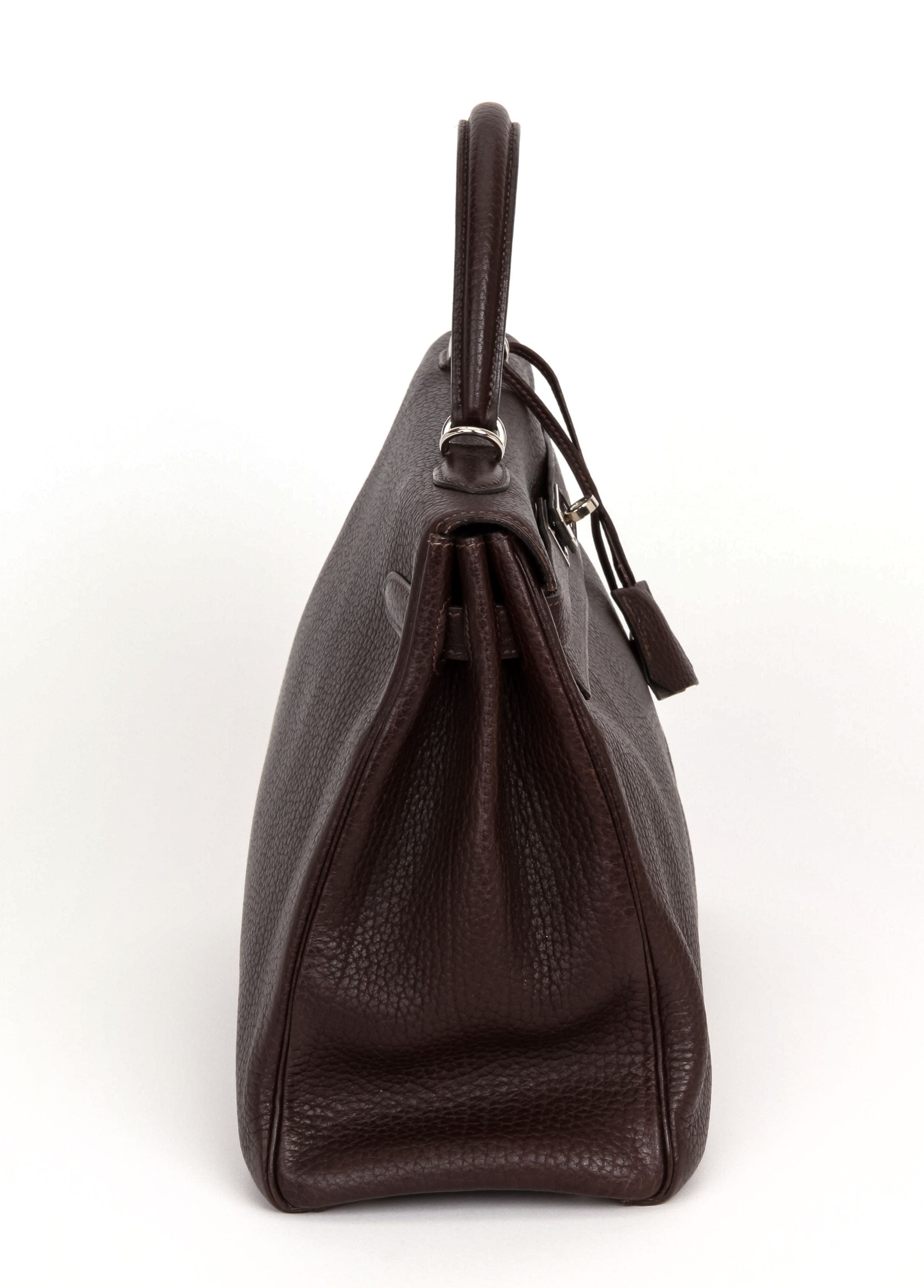 Hermes Birkin Mini Shoulder Bag Togo Leather Palladium Hardware In Coffee