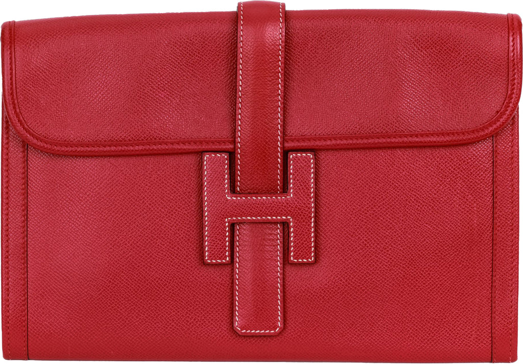 Hermes Red Epsom Jige Clutch Vintage