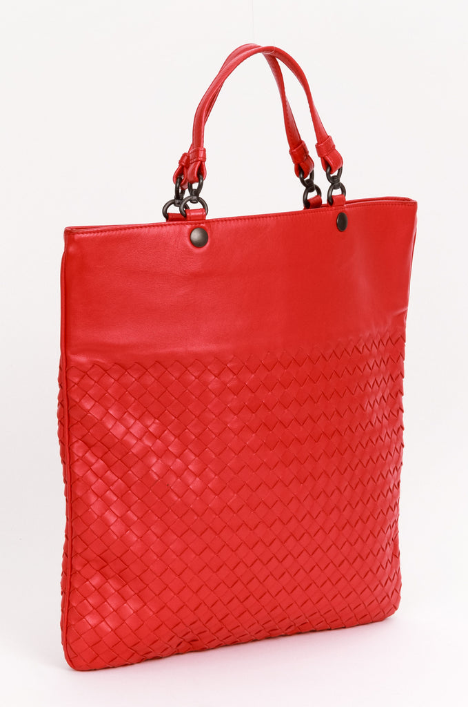 Bottega Intrecciato Red Lambskin Bag