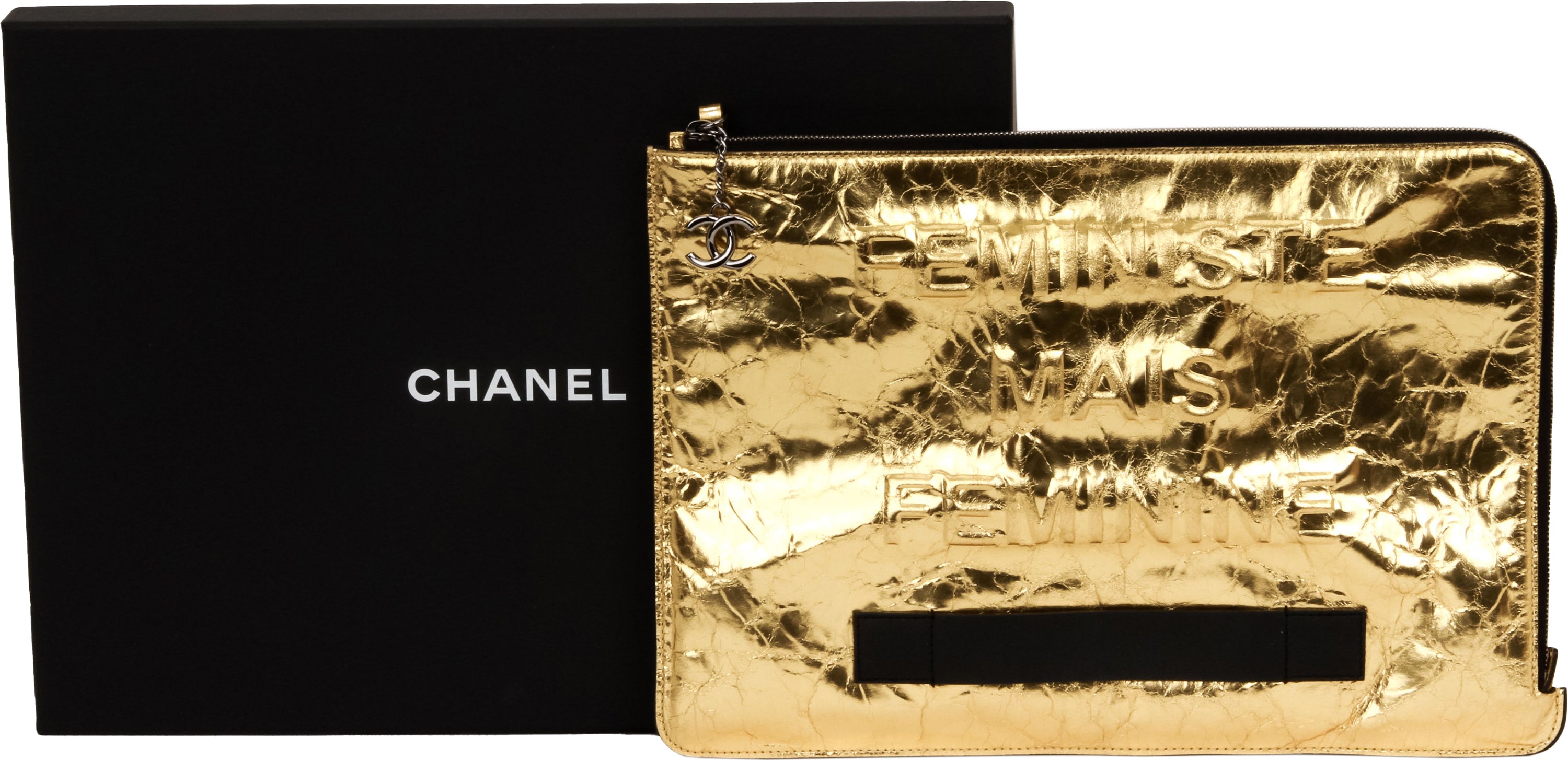 Chanel Clutch Quilted Chocolate Bar Handcuff 238087 Gold Lambskin Leather  Wristlet, Chanel