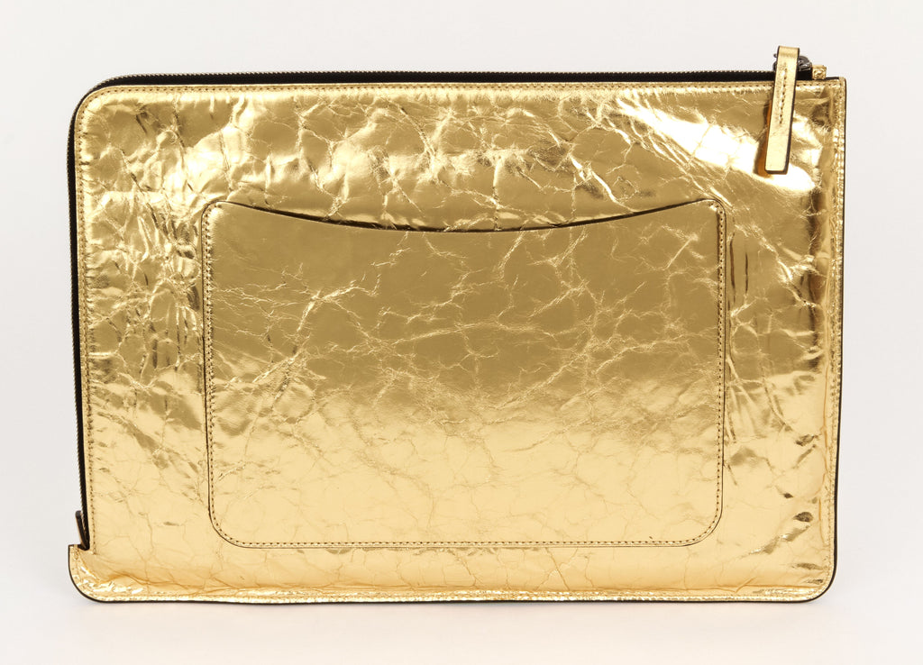 Chanel Oversize Gold Leather Clutch