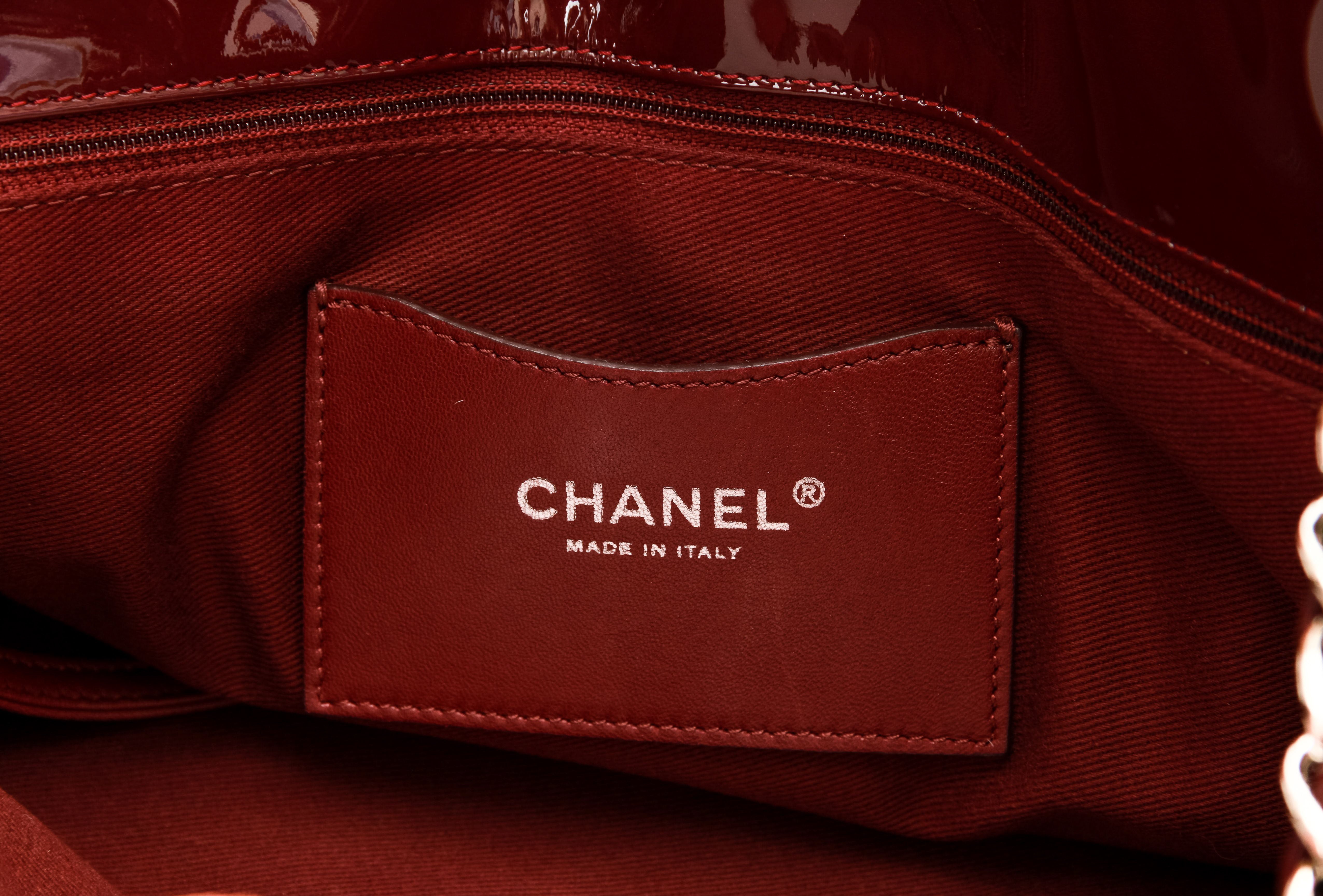 Chanel XXL Burgundy Patent Mademoiselle - Vintage Lux
