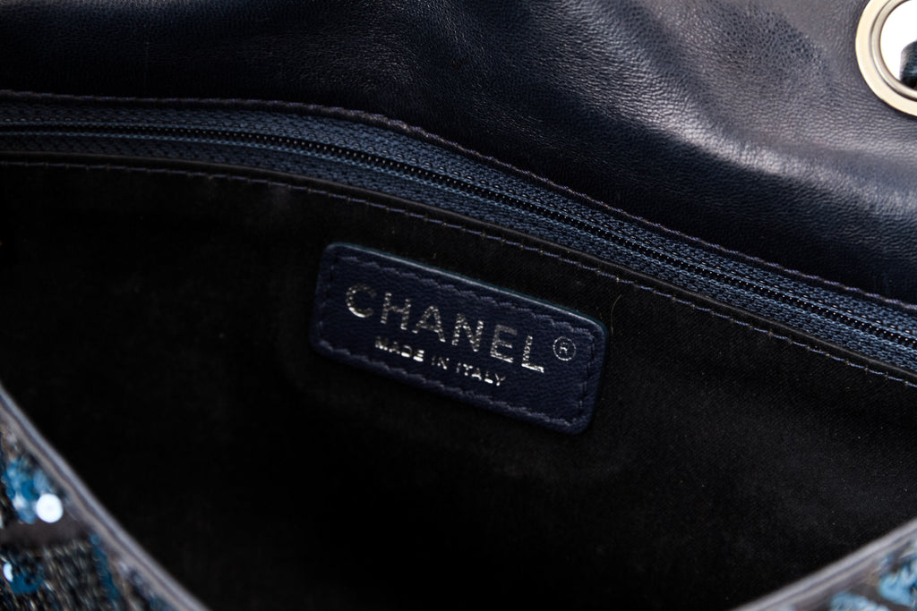 Chanel Navy & Black Sequin Evening Bag