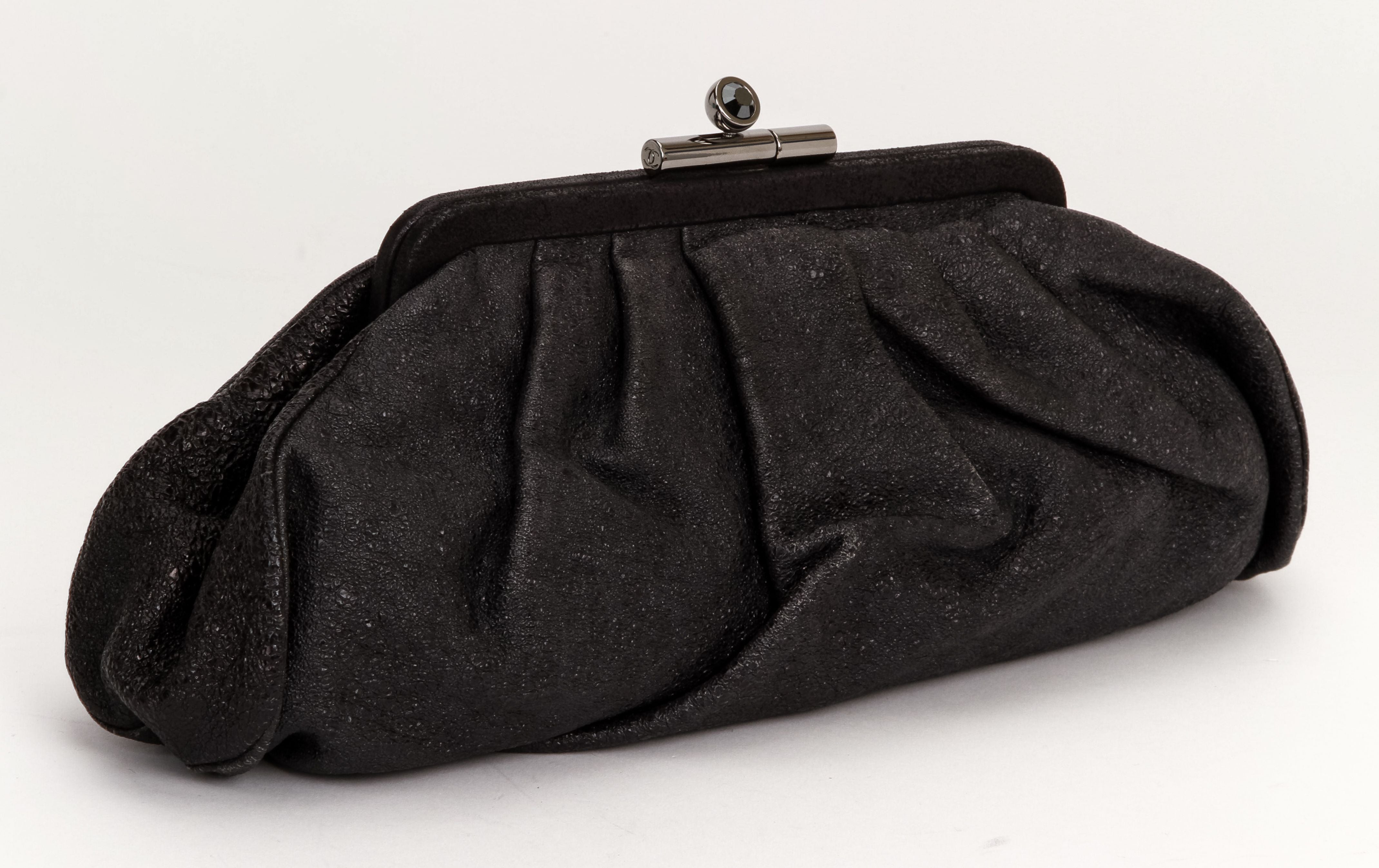 Chanel Pleated Glazed Leather Clutch - Vintage Lux
