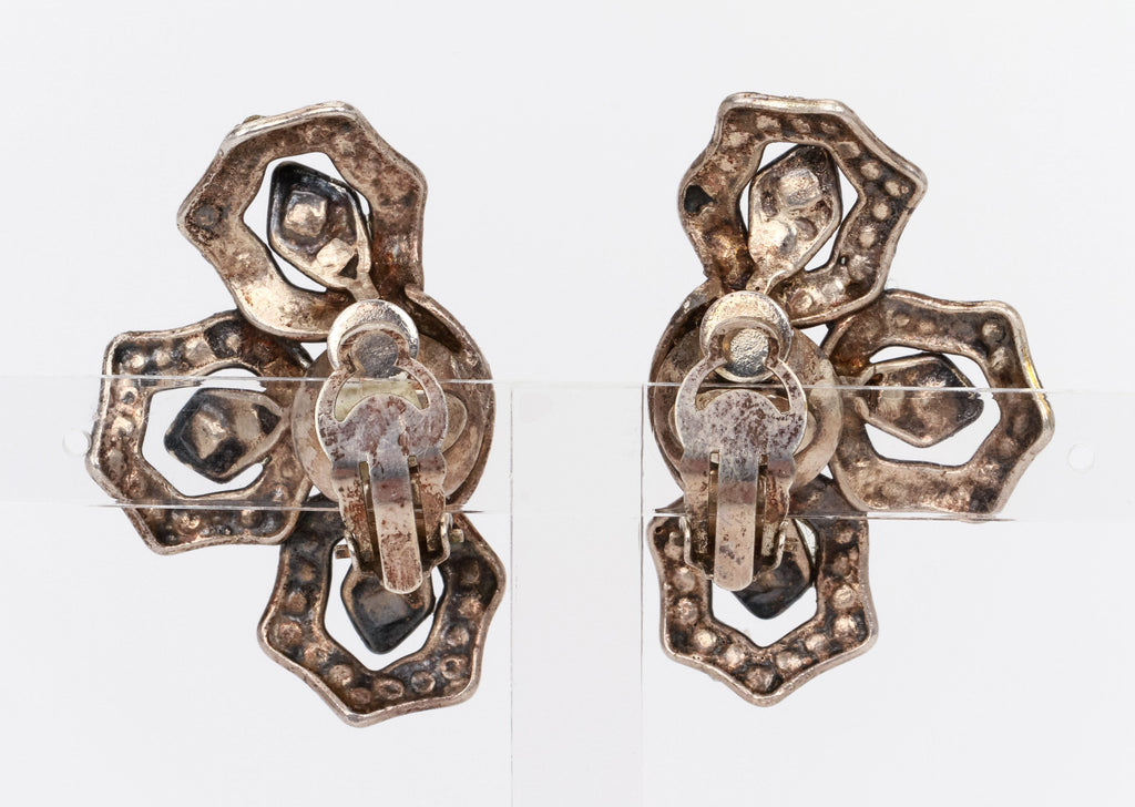 Chanel floral motif jewel like ear clips