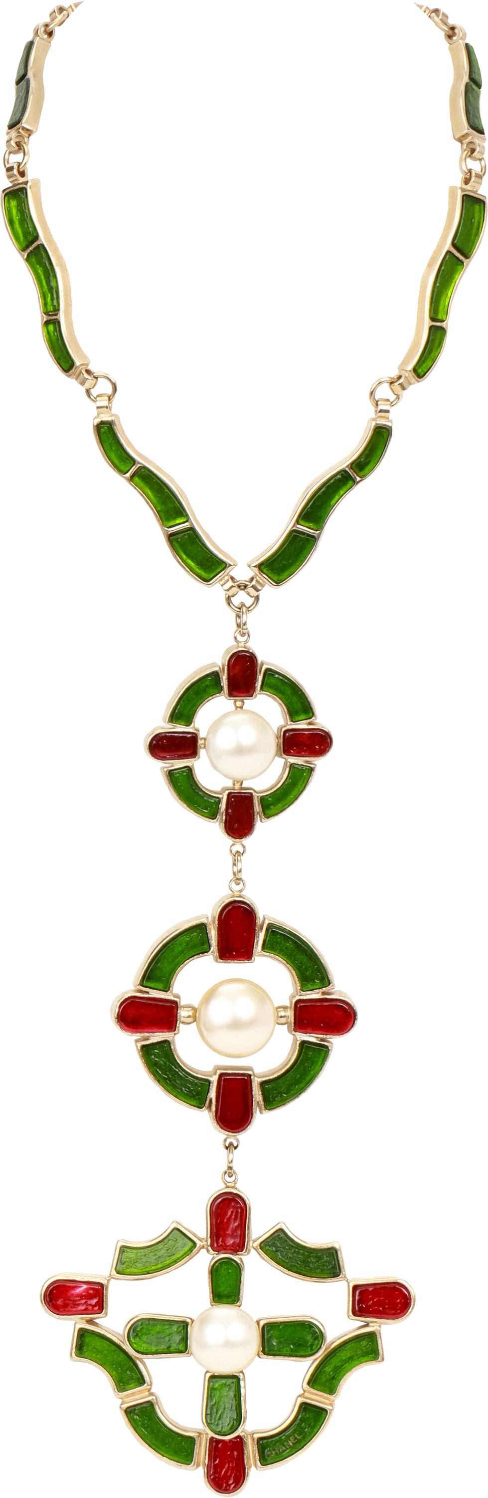 Chanel necklace w/triple pendant gripoix - Vintage Lux