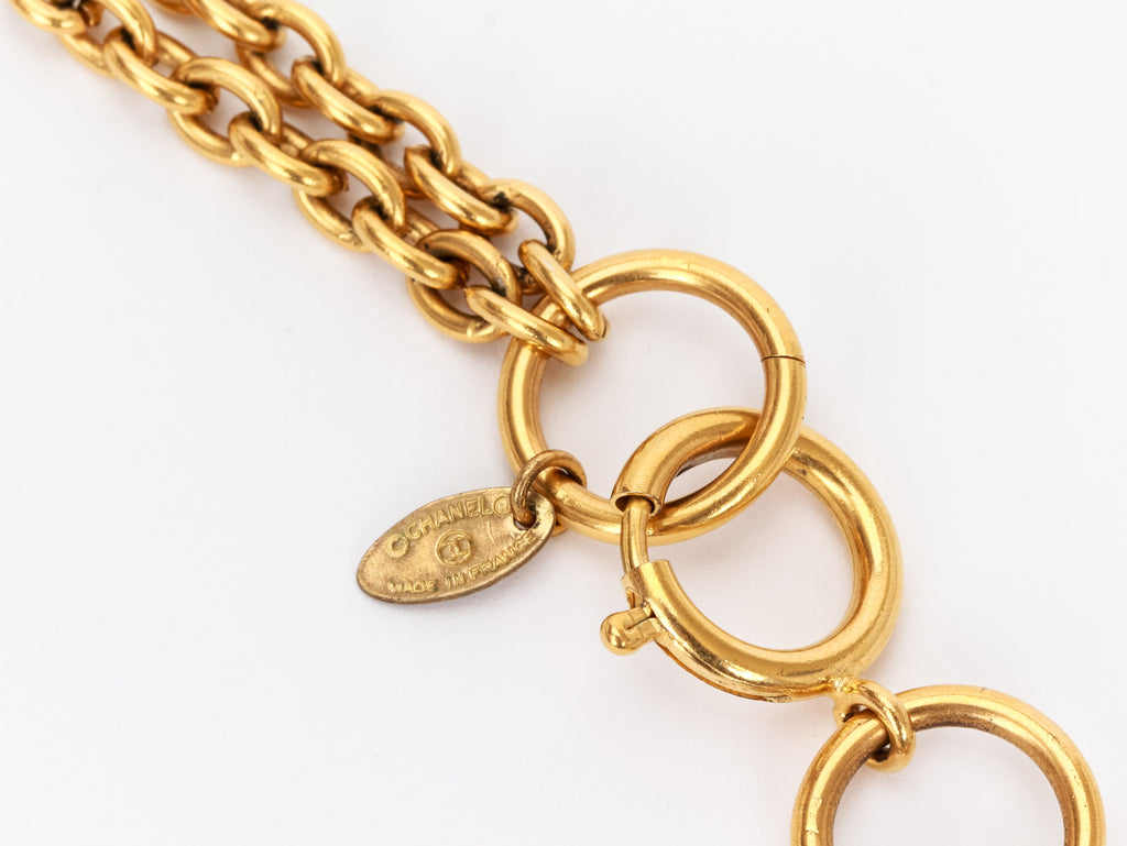 Chanel sautoir gold pearl chain necklace