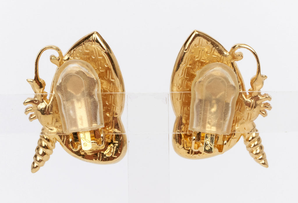 Judith Leiber enamel butterfly earclips