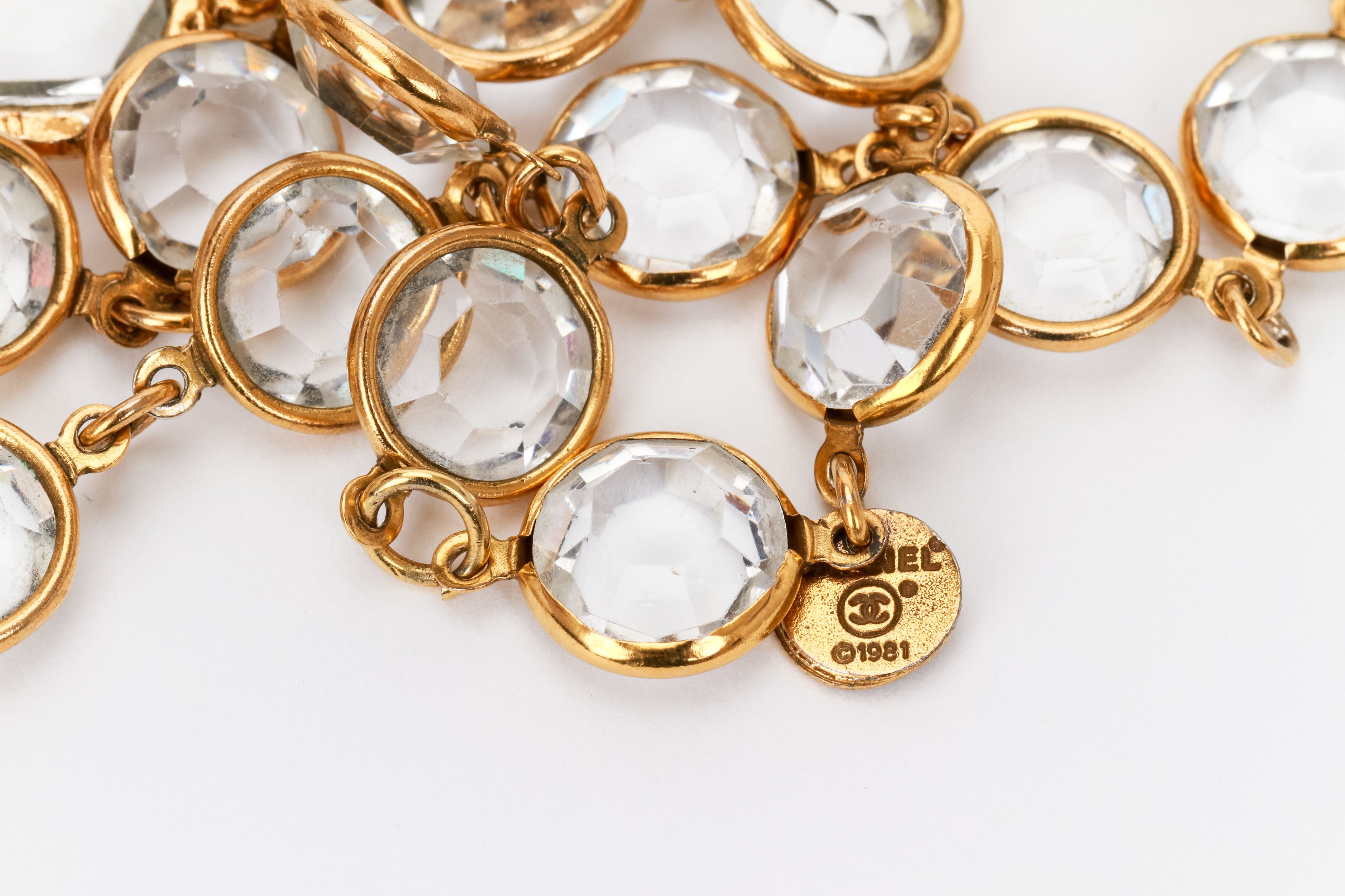 Chanel Vintage Gold-Tone Metal Oval CC Crown Medallion Long Necklace