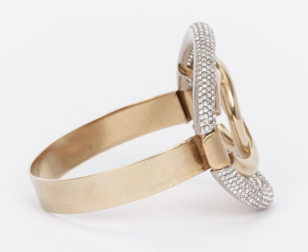 Chanel bracelet light gold rhinestone CC