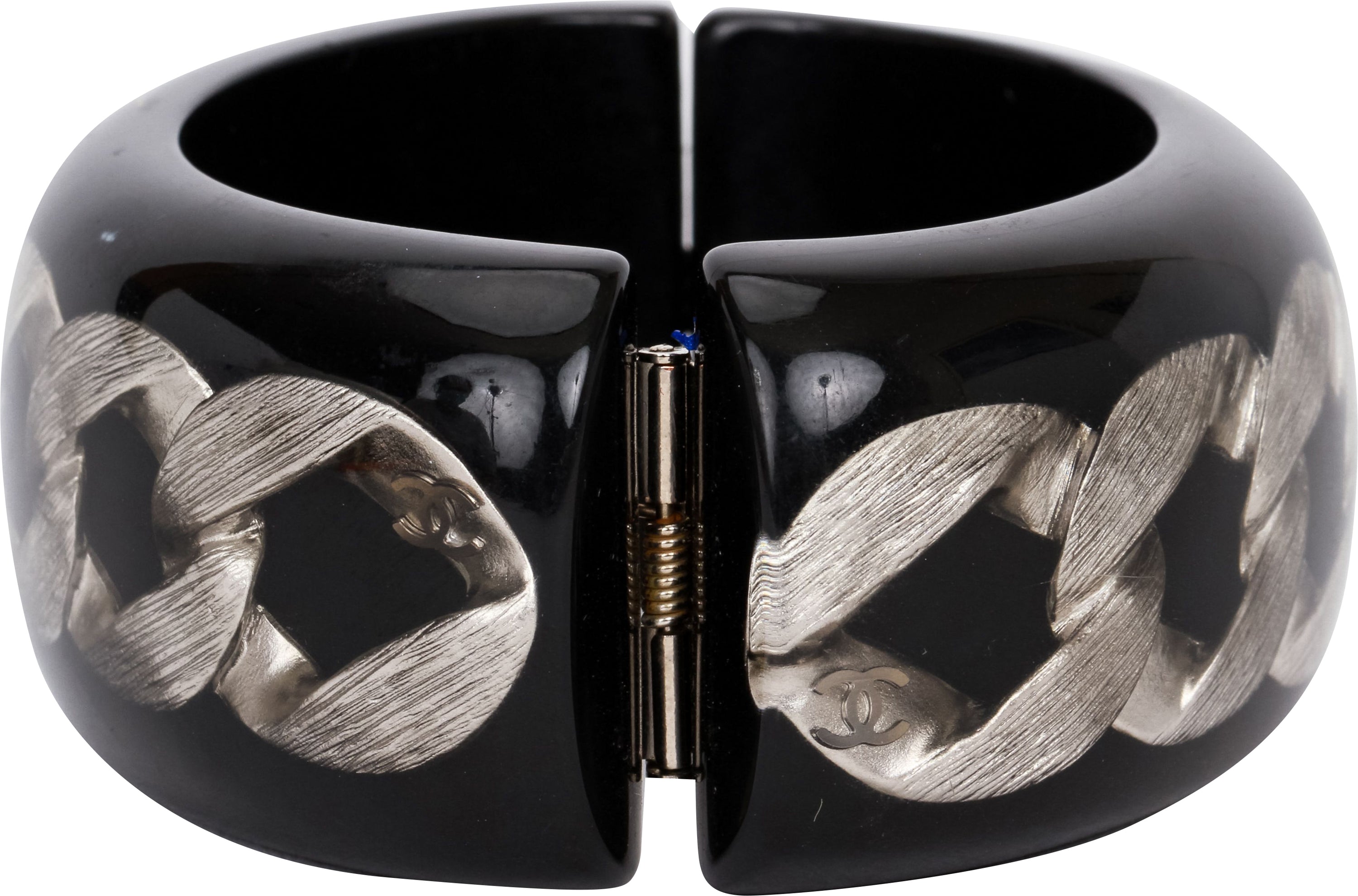 Chanel Black CC Crystal Resin Wide Cuff Bracelet – THE CLOSET
