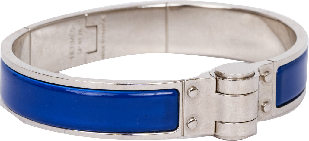Hermes hinge bangle bracelet blue enamel