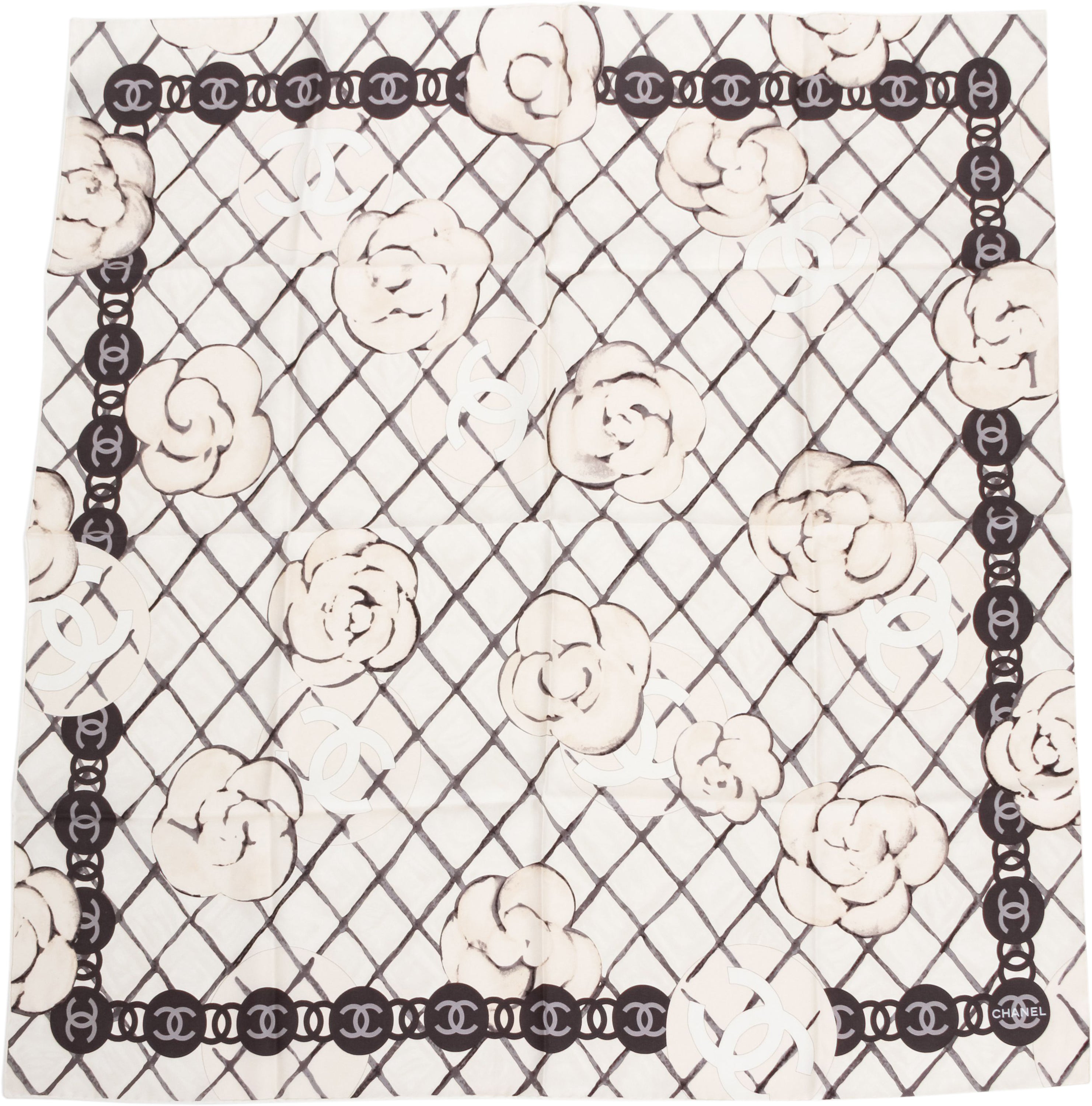 Chanel Silk Camellia CC Square Scarf (SHF-20679) – LuxeDH