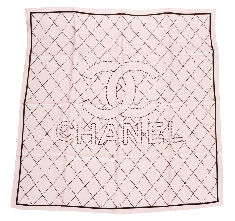 Chanel new pink and black quilted scarf