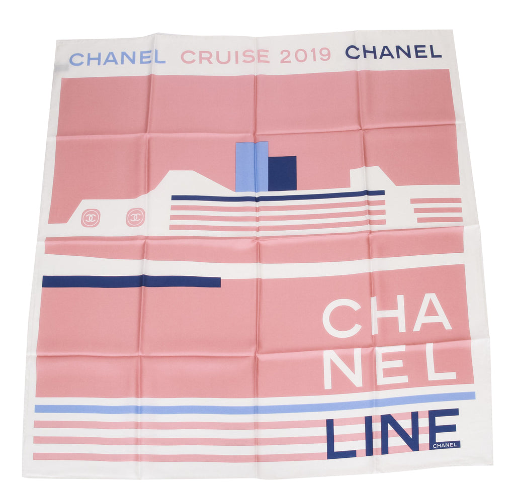 Chanel new wht/celeste/blue/blush scarf
