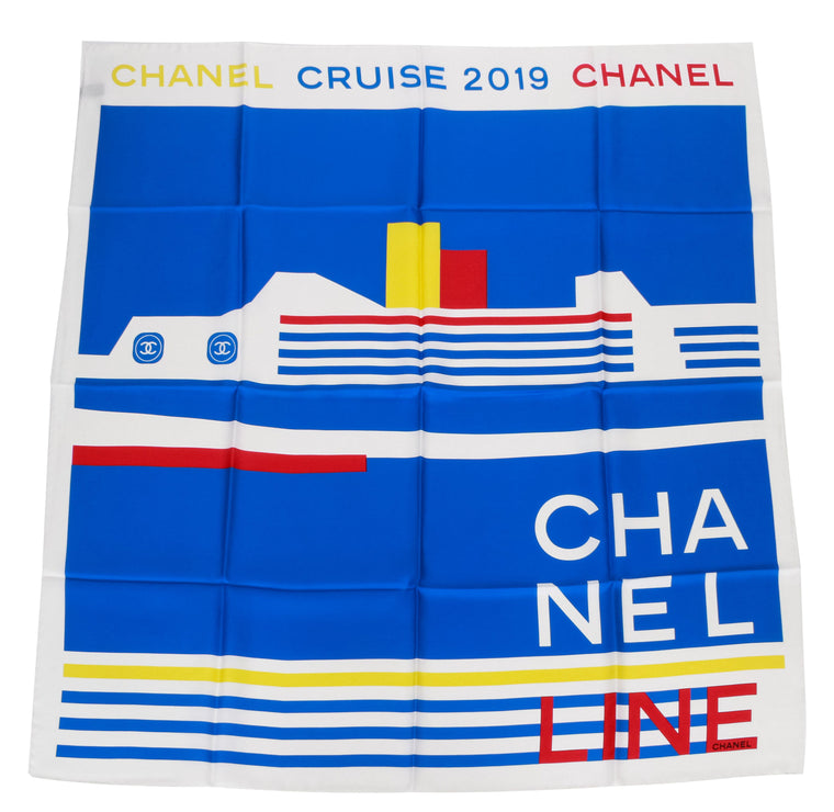 Chanel new white/blue/red/yellow scarf