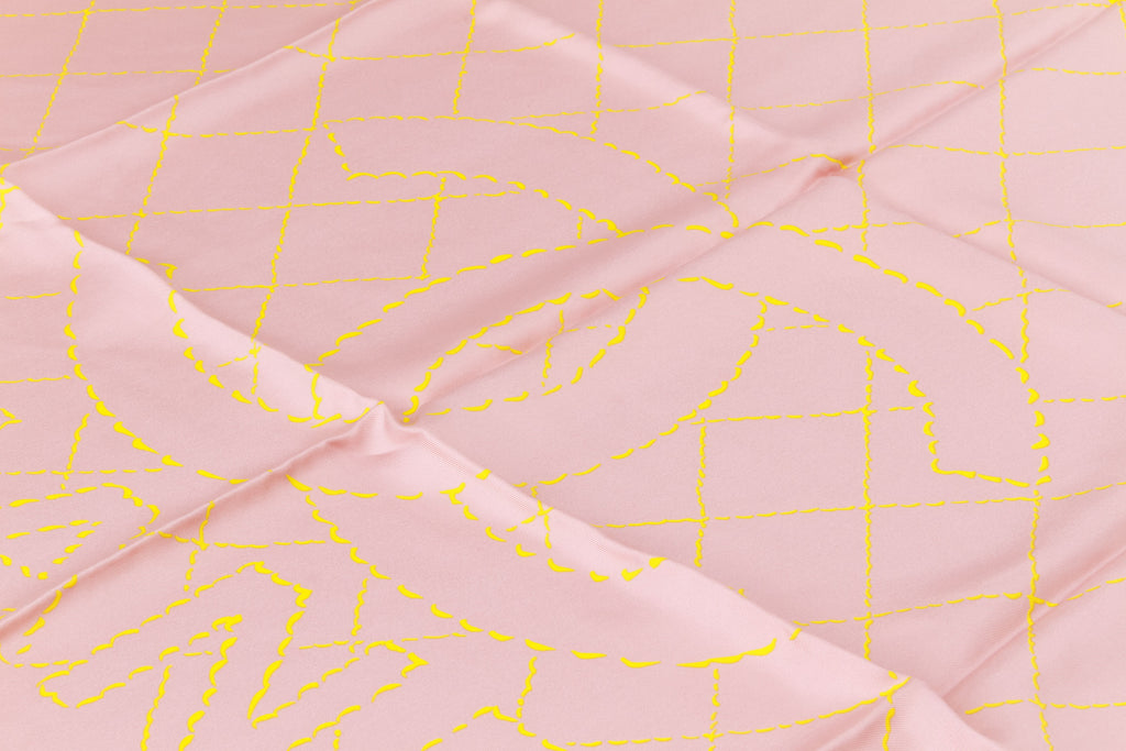 Chanel new pink and yellow quilted scarf