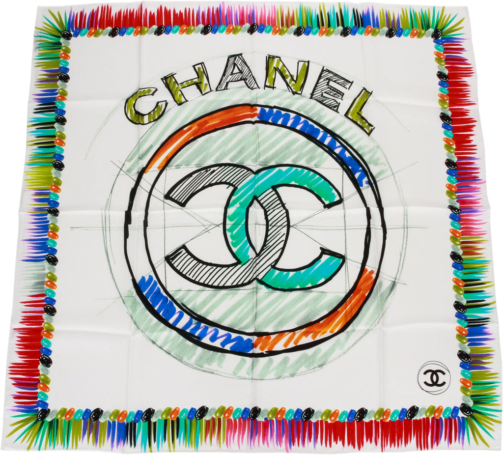 Chanel new white paint strokes scarf