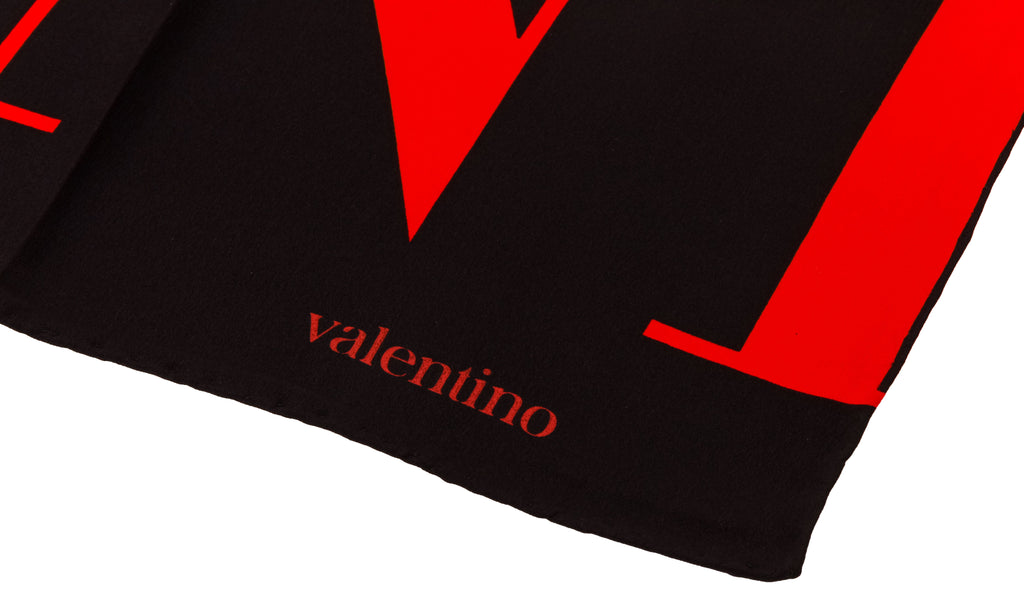 Valentino vintage red black silk scarf