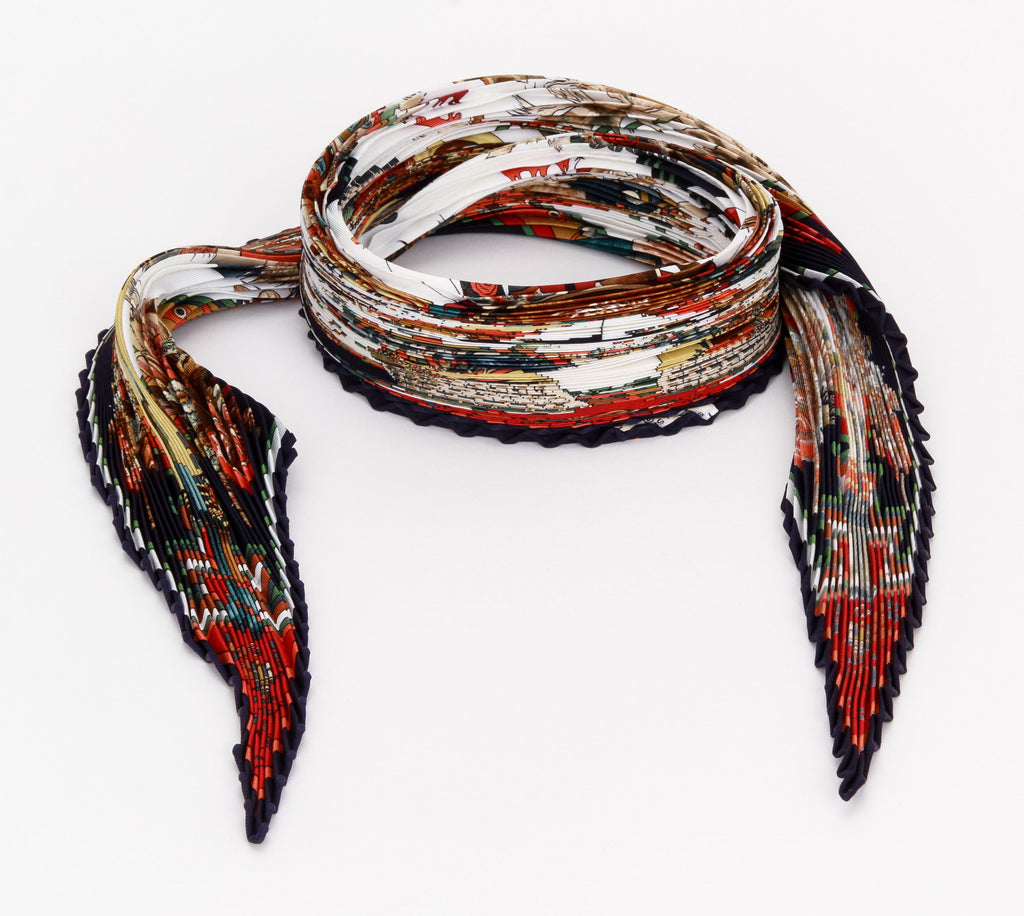 Hermes Rare Pleated Kachinas Silk Scarf