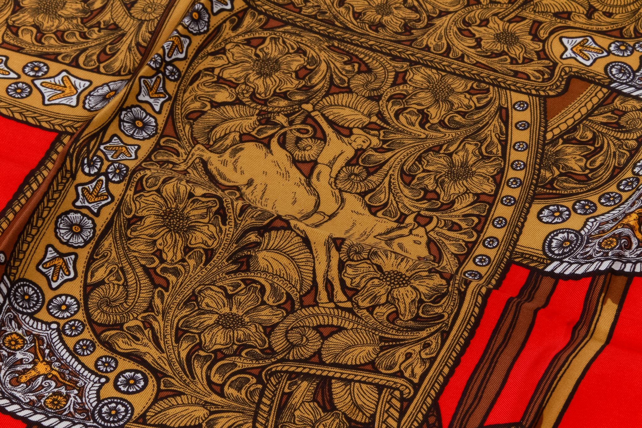 Gucci Red Silk Equestrian Scarf - Vintage Lux