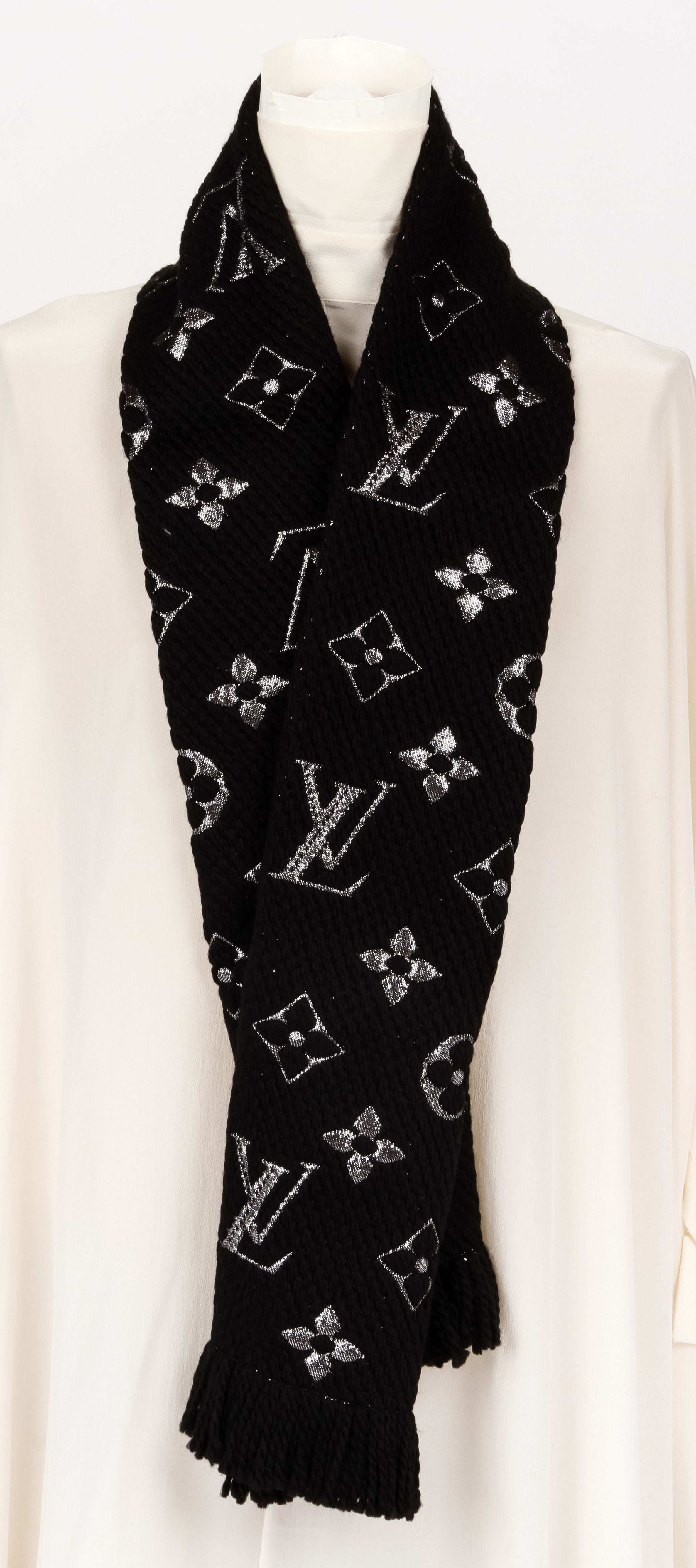 Louis Vuitton Logomania Shine Wool Scarf - Black Scarves and
