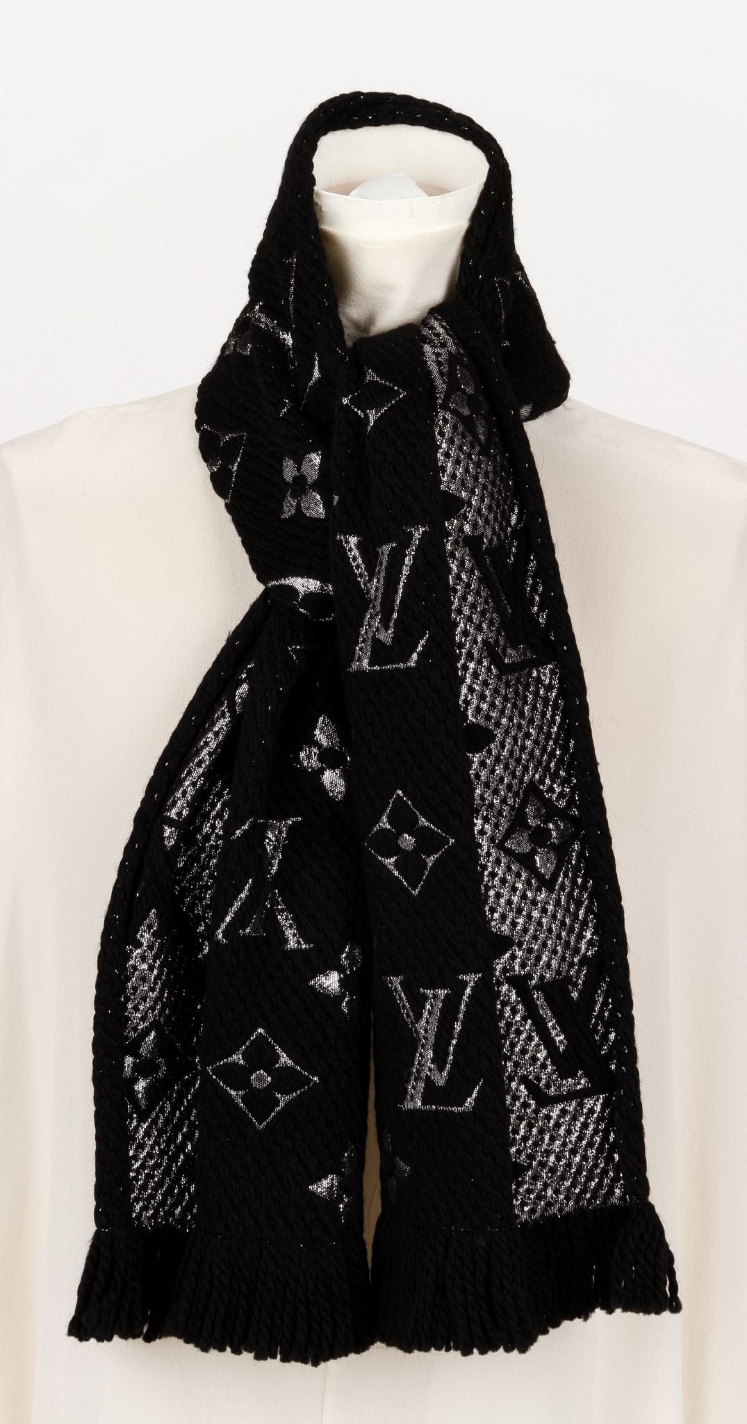 New Vuitton Black Shine Logomania Scarf - Vintage Lux
