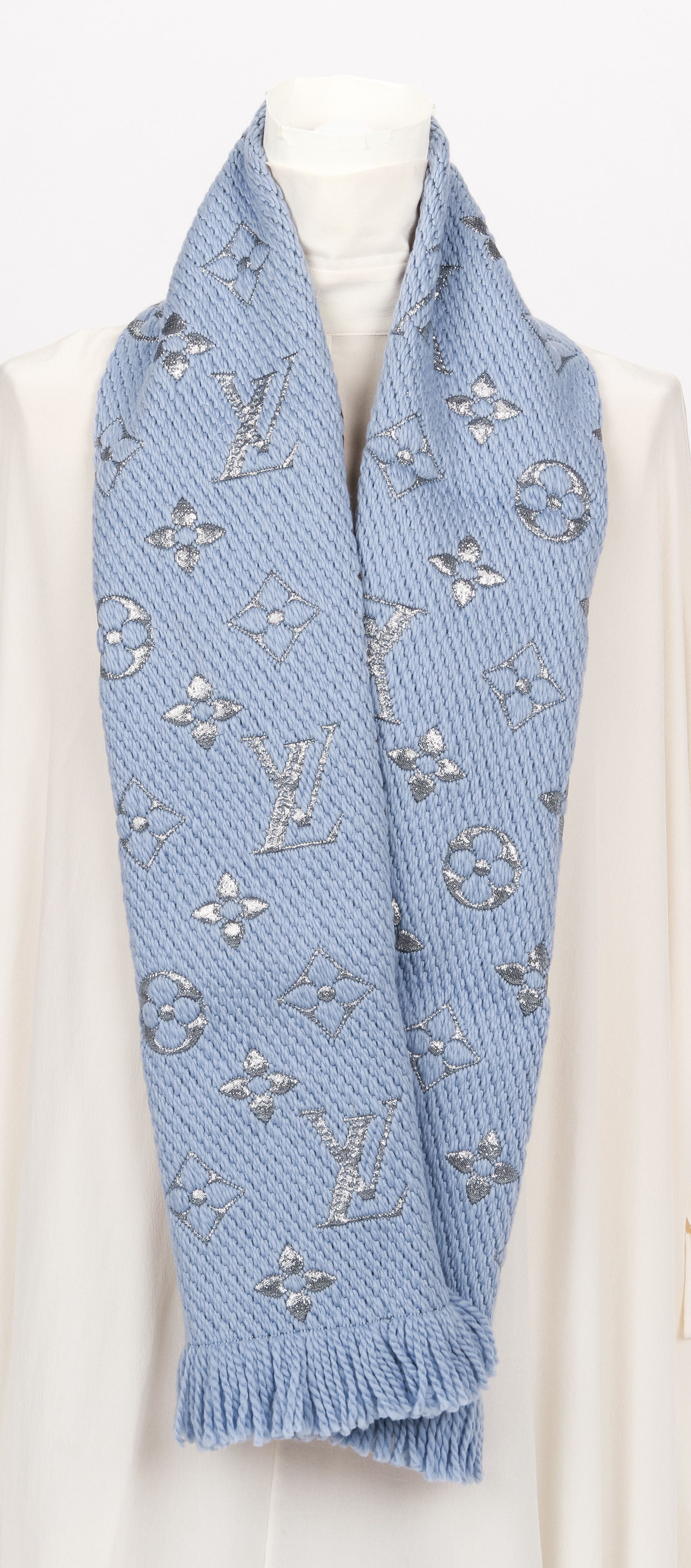 Louis Vuitton Light Blue Logomania Shine Scarf - ShopStyle Scarves