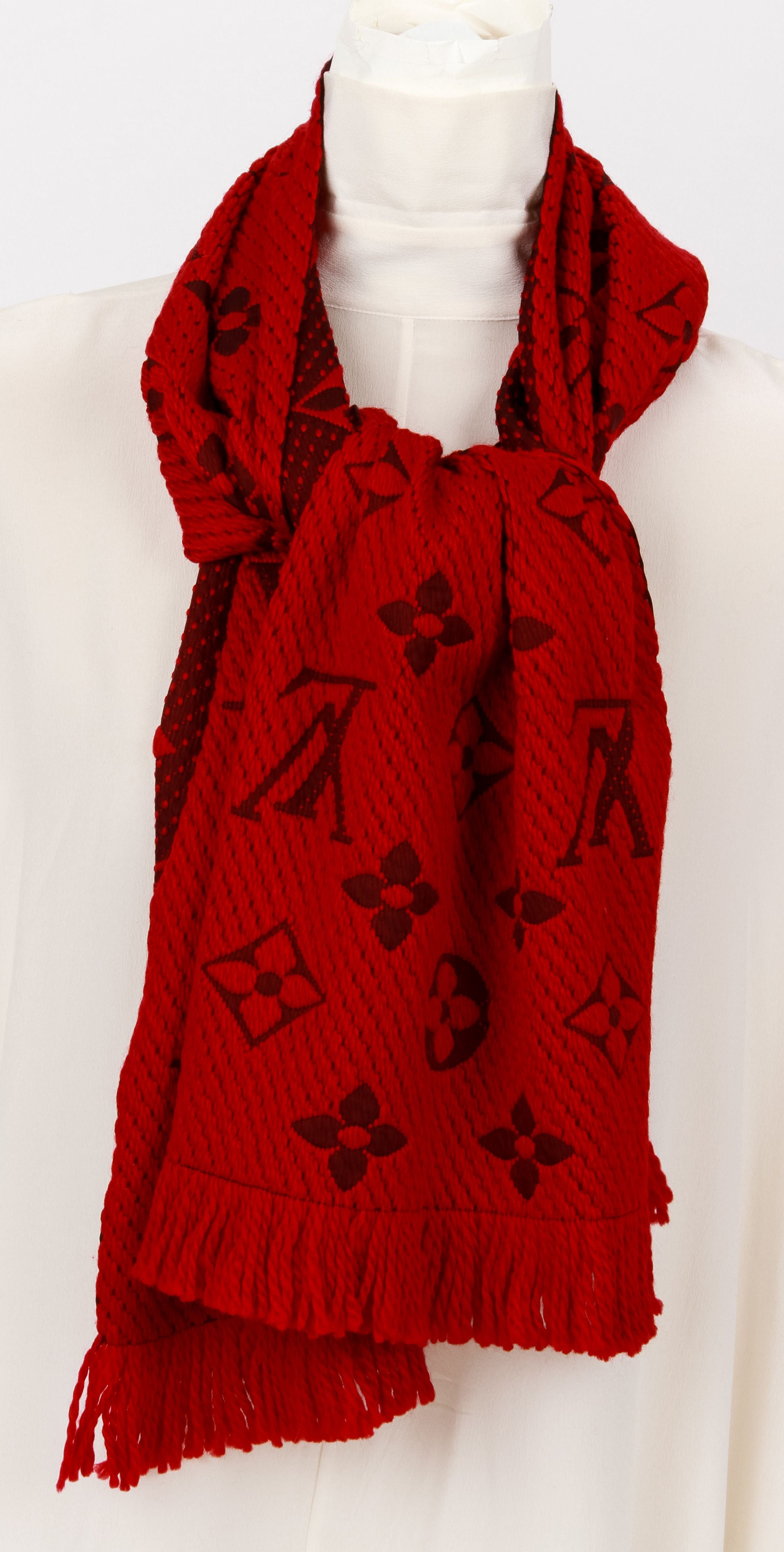 Louis Vuitton - Authenticated Logomania Scarf - Wool Burgundy for Women, Very Good Condition