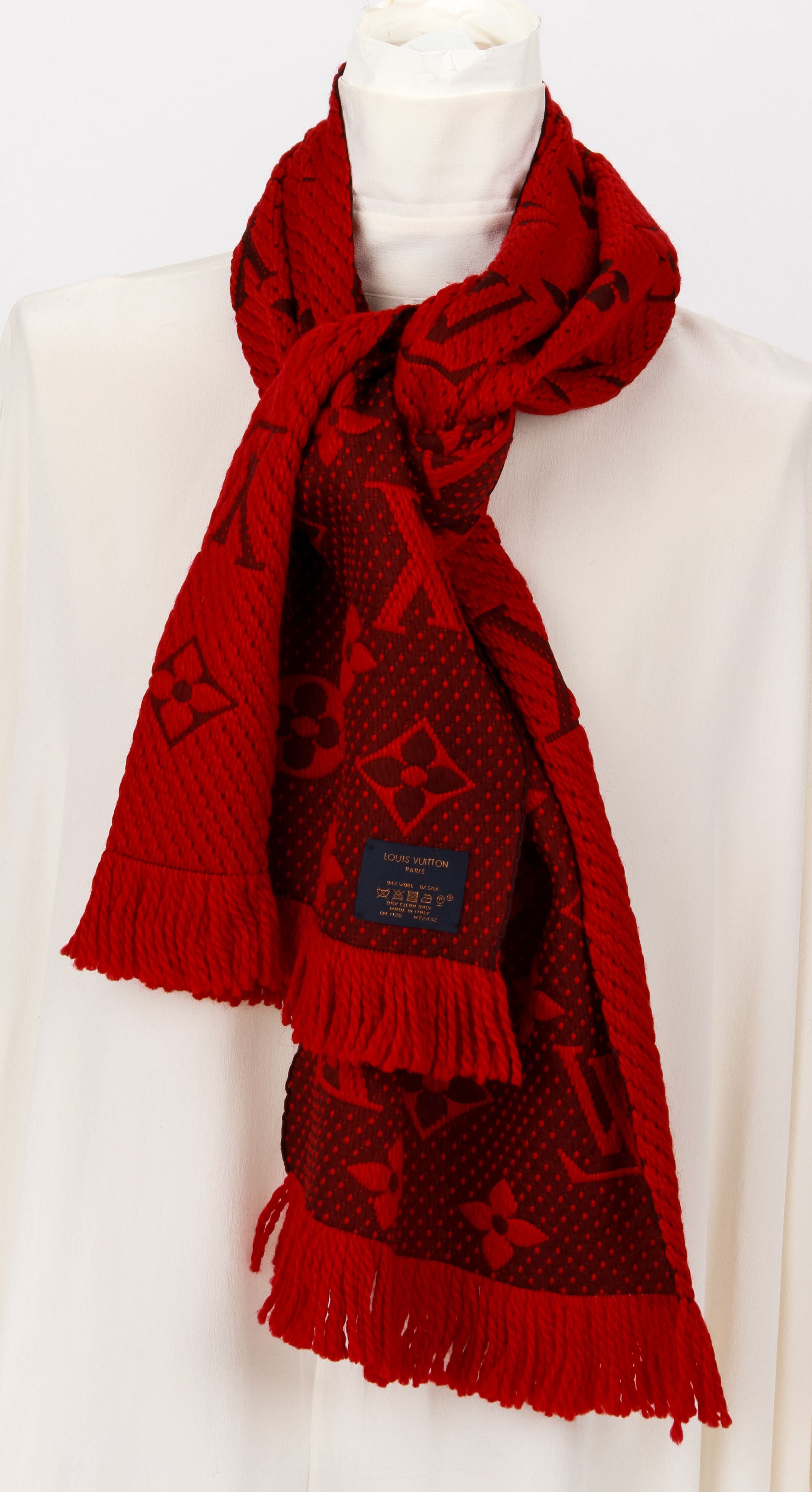 Logomania wool scarf Louis Vuitton Burgundy in Wool - 36498114