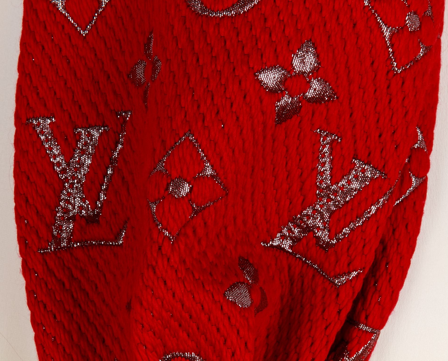 New Vuitton Logomania Red Shine Scarf - Vintage Lux