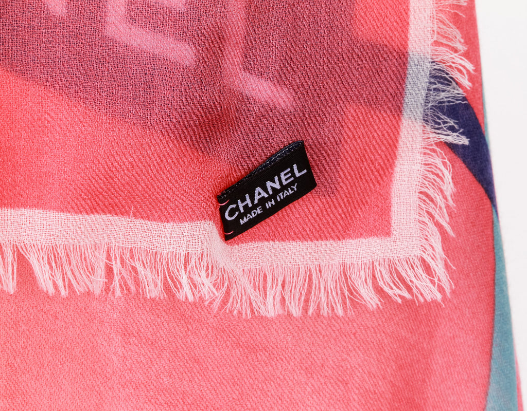Chanel Beach Hat Multicolor Red scarf