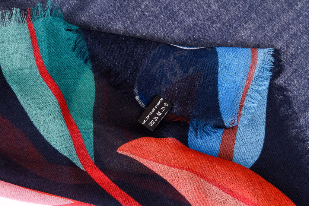 Chanel navy and Multicolor Leaves shawl