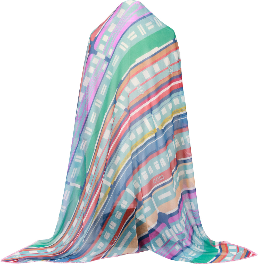 Chanel Multicolor Stripes cashmere scarf