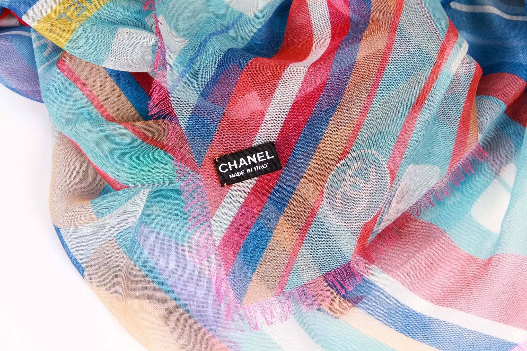 Chanel Multicolor Stripes cashmere scarf - Vintage Lux