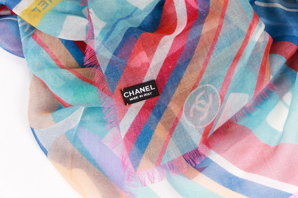 Chanel Multicolor Stripes cashmere scarf