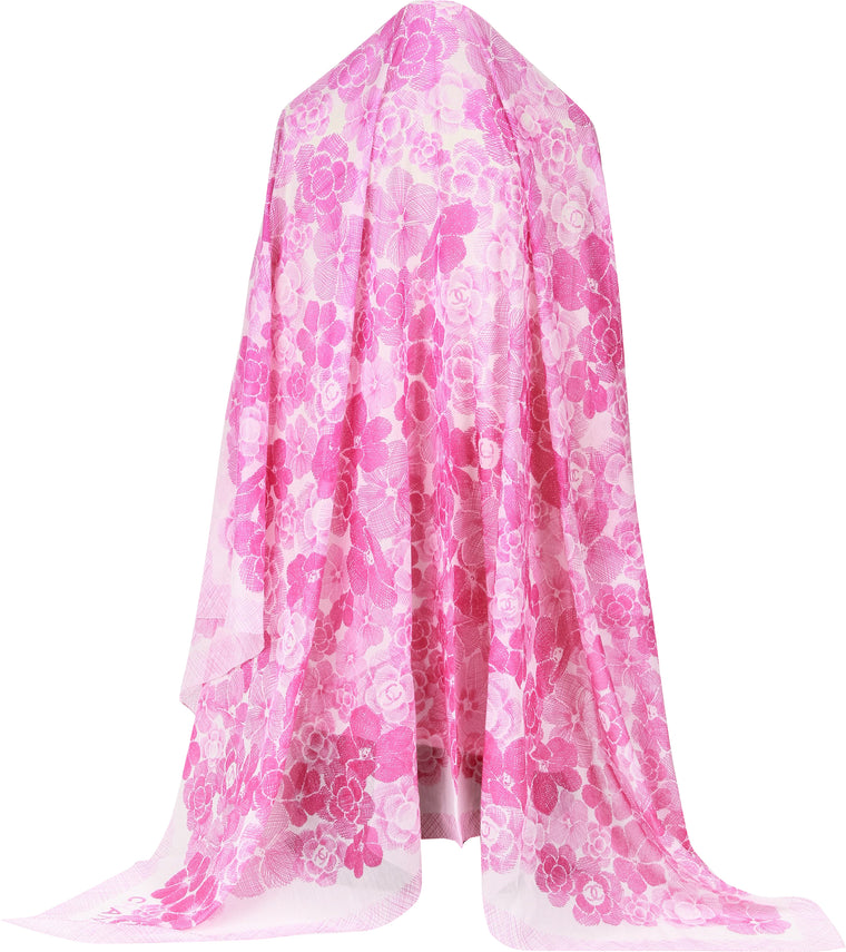 Chanel new XL fuchsia cotton silk shawl