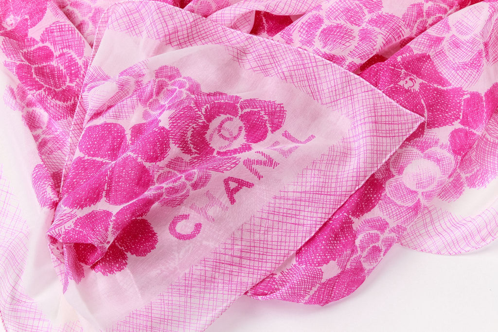 Chanel new XL fuchsia cotton silk shawl