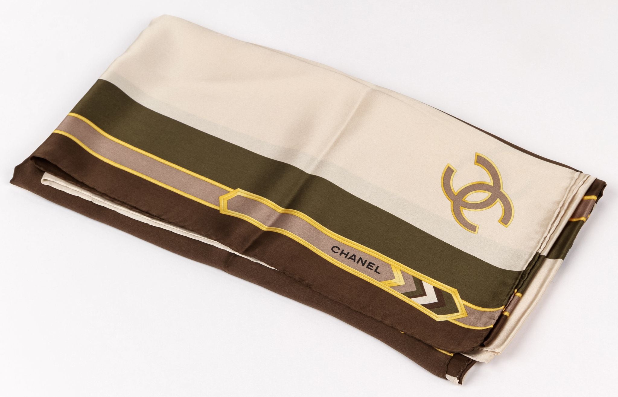 Chanel beige and brown extra long scarf - Vintage Lux