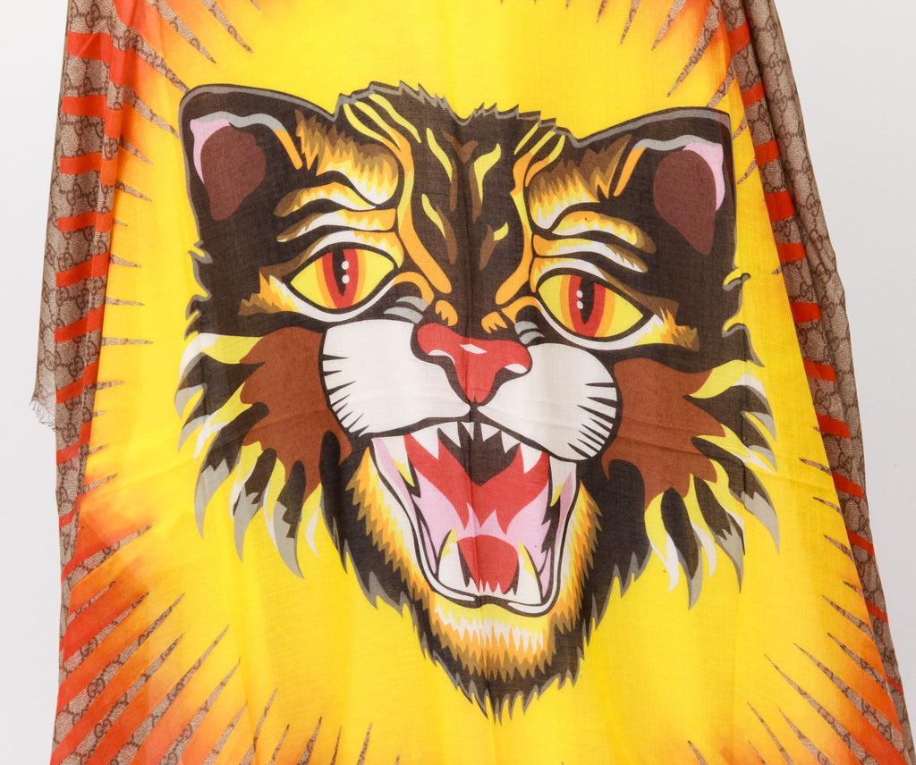 New Gucci Monogram Red Tiger Shawl