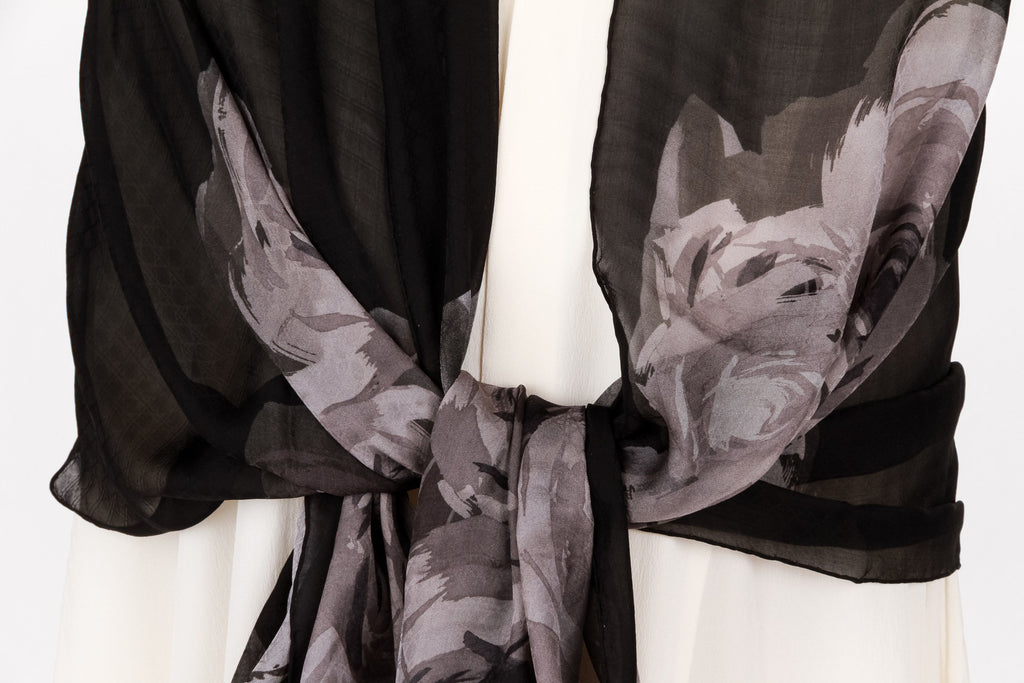 Dior brand new black quilted silk stole