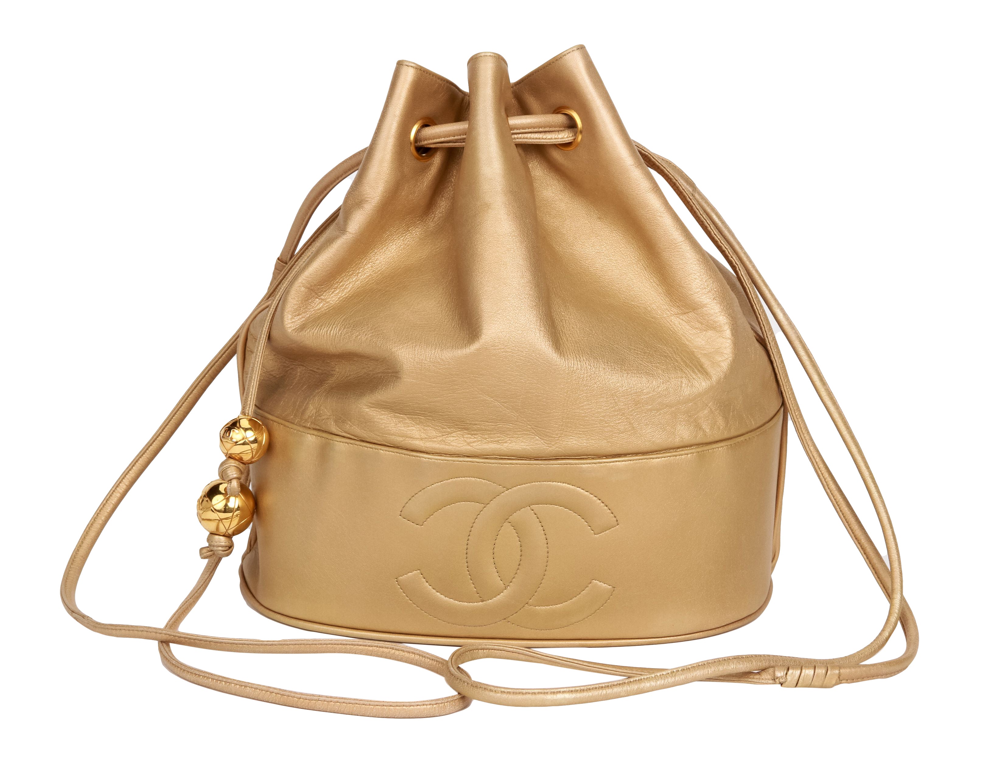 1990 Vintage Chanel CC Logo Drawstring Bucket Bag – Recess