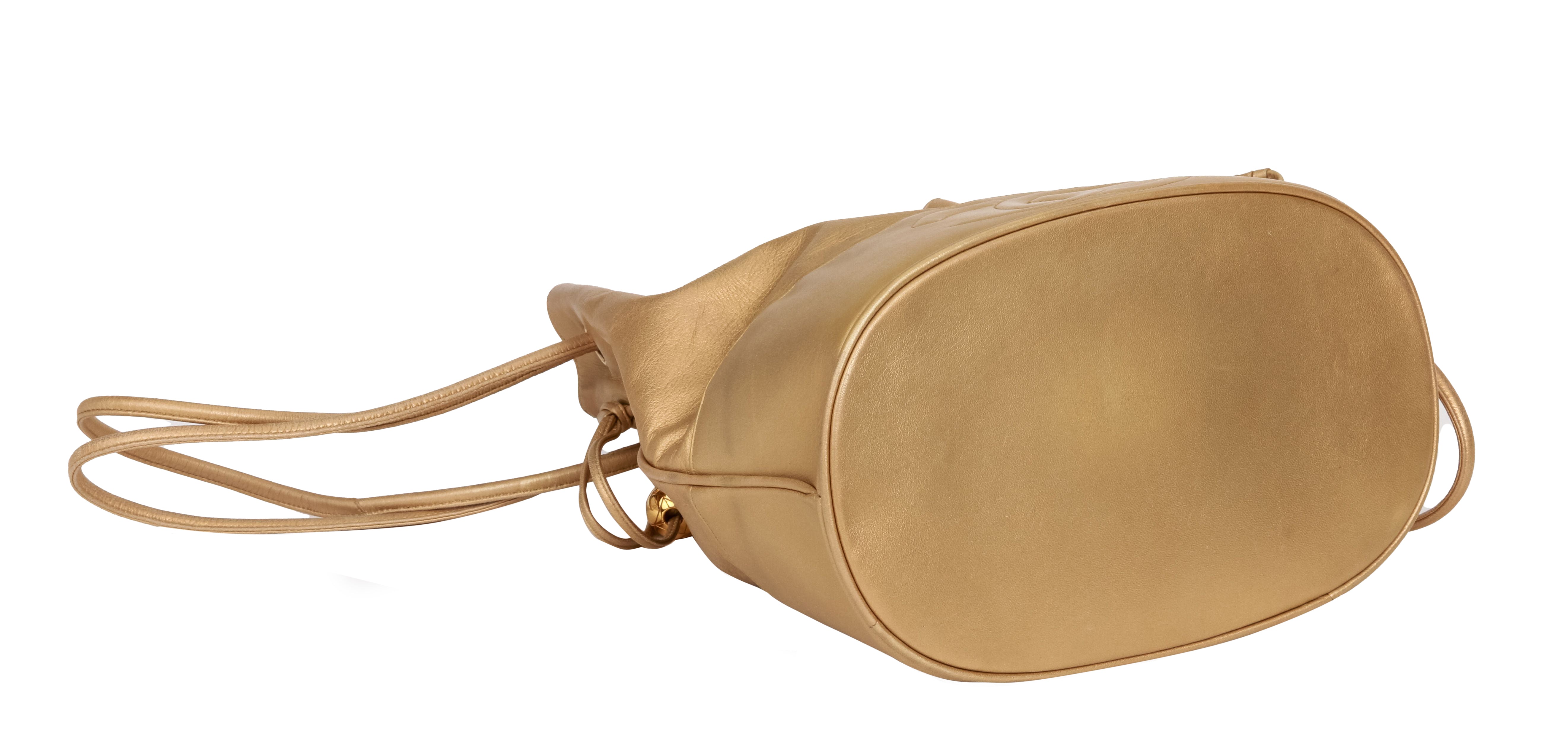 chanel gold bucket bag large