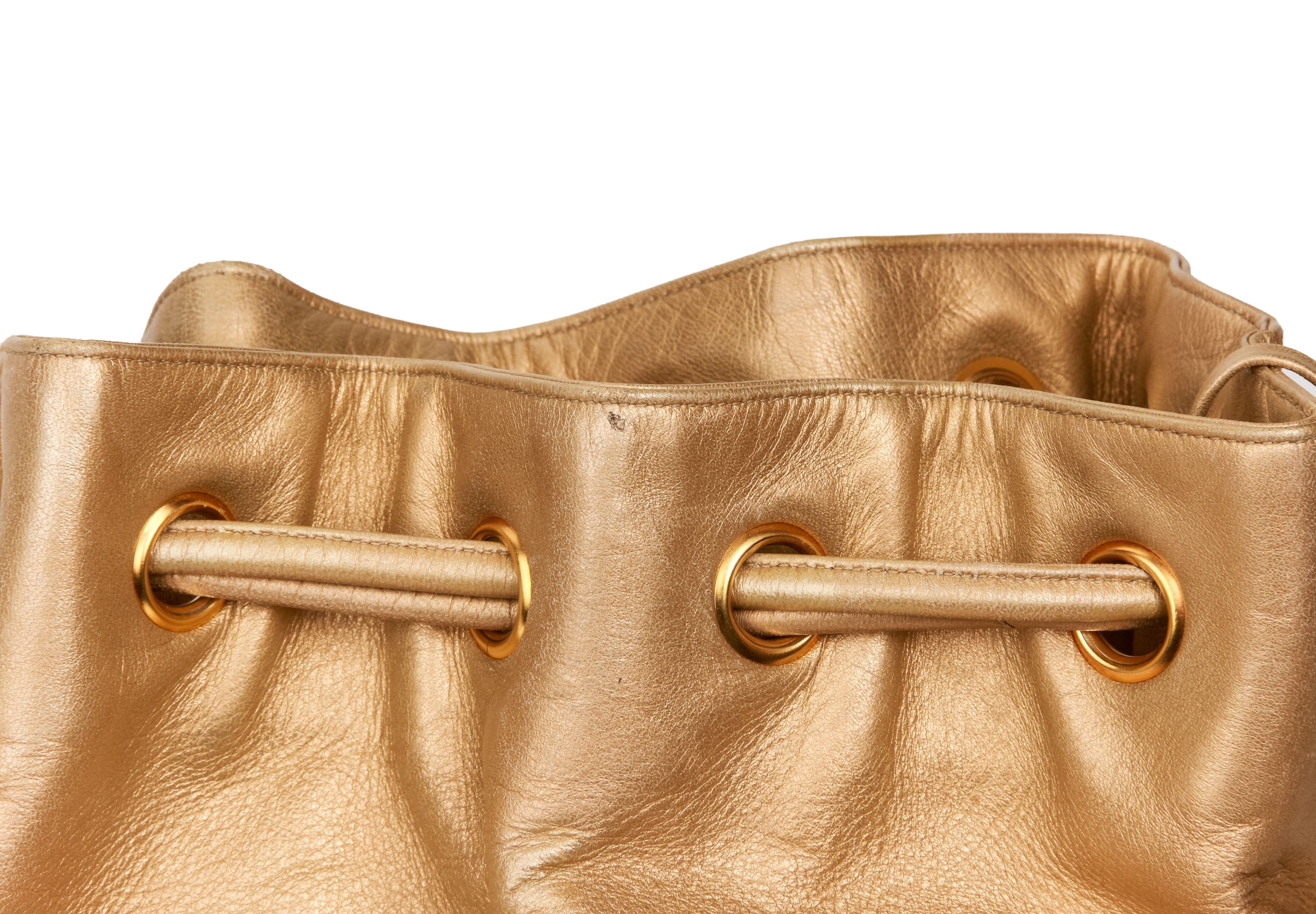 Chanel, Golden Vintage Bucket Bag, gold-tone coated soft…
