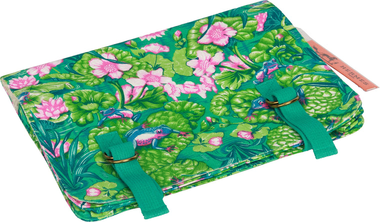 Hermes Vintage Frogs Toile Green Clutch