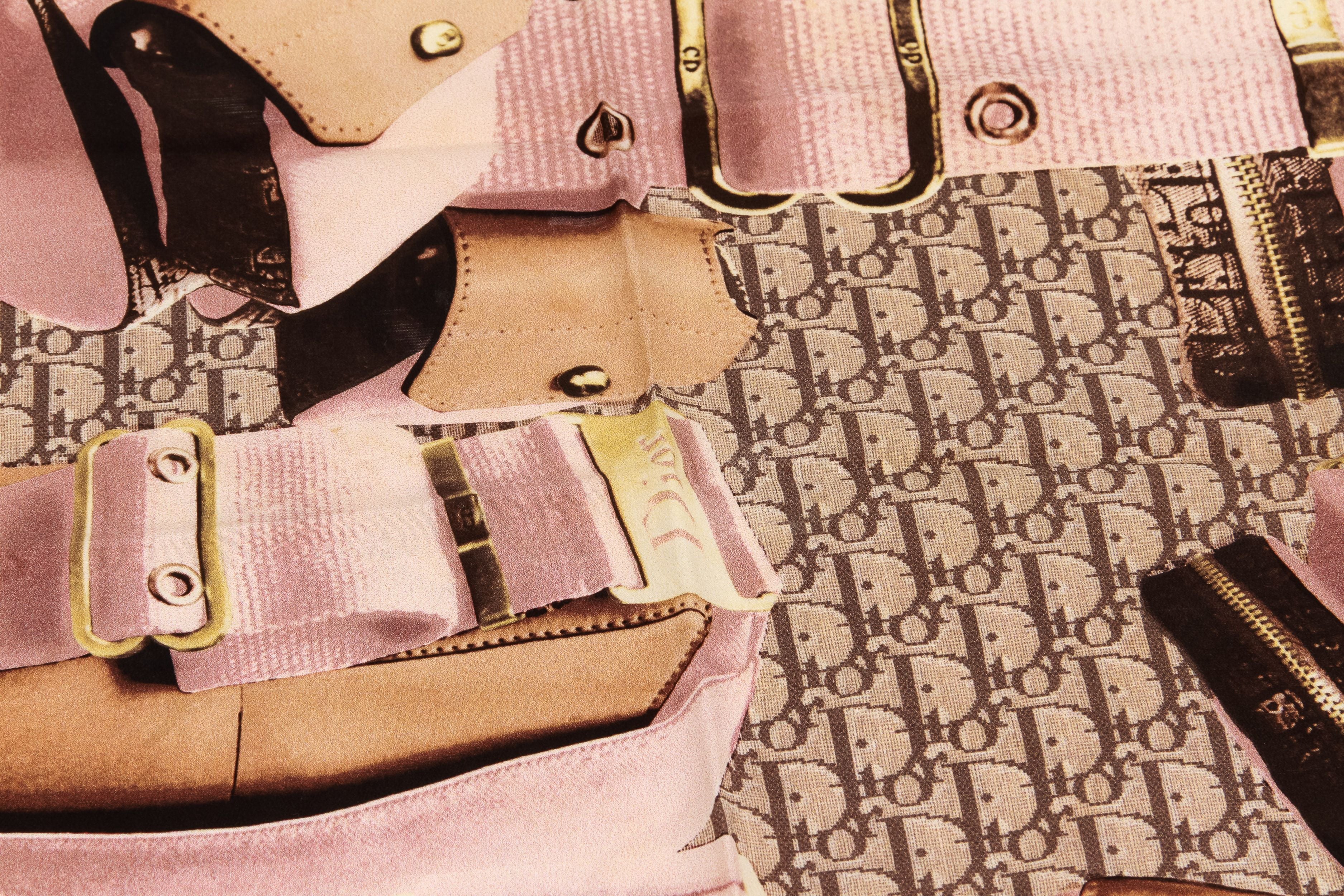 Dior monogram purses scarf pink & beige - Vintage Lux