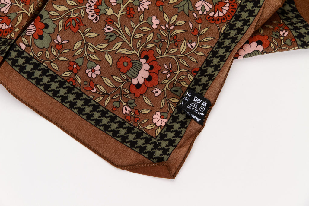 Versace mini brown flowers silk scarf
