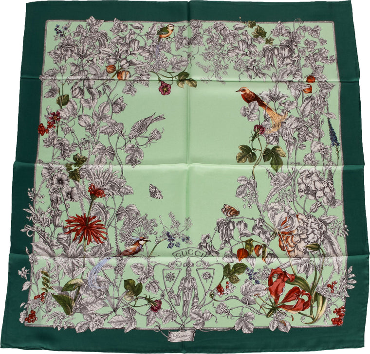 Gucci brand new silk scarf with flowers