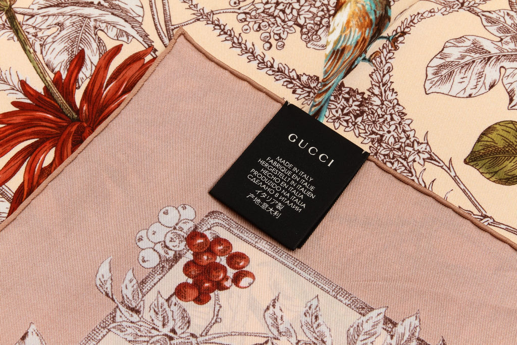 Gucci brand new silk scarf flowers birds
