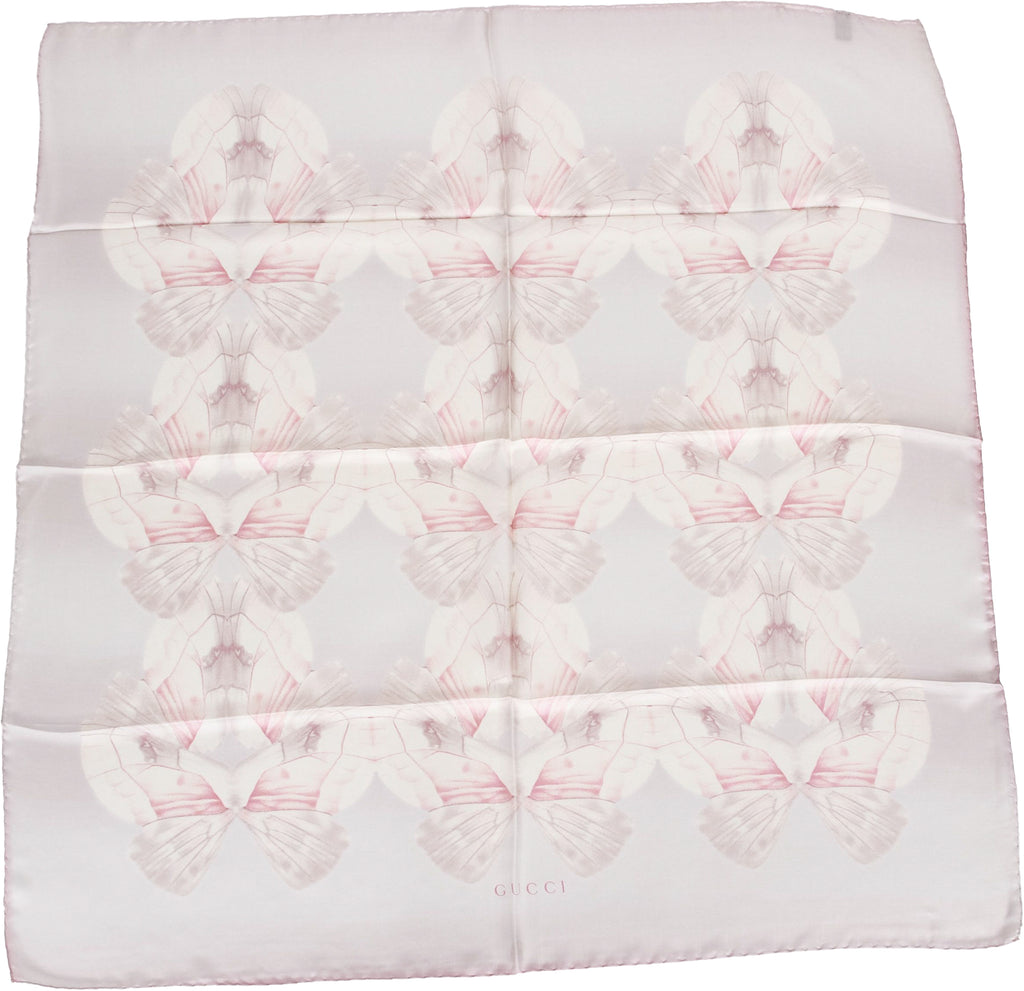 Gucci new pink butterflies silk scarf